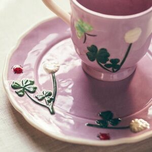 Faye dessert Plate with ladybug & shamrocks Design set of 4